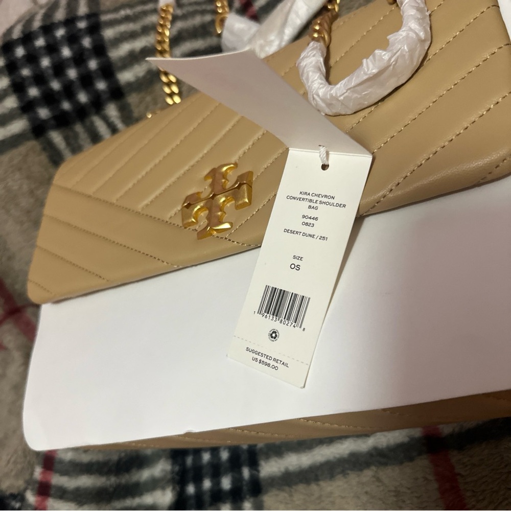 Tory Burch in the color desert dune 
Style Kira chevron convertible shoulder bag